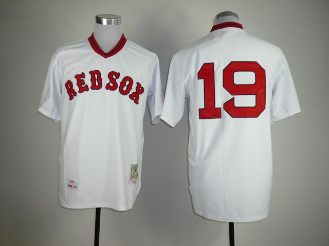 Men Boston Red Sox #19 Bradley jr White Throwback MLB Jerseys